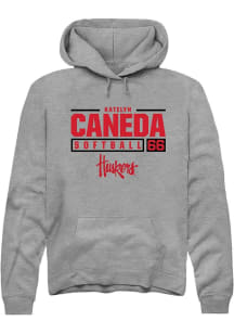 Katelyn Caneda  Rally Nebraska Cornhuskers Mens Graphite NIL Stacked Box Long Sleeve Hoodie