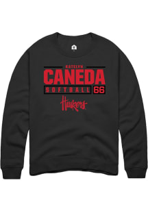 Katelyn Caneda  Rally Nebraska Cornhuskers Mens Black NIL Stacked Box Long Sleeve Crew Sweatshirt
