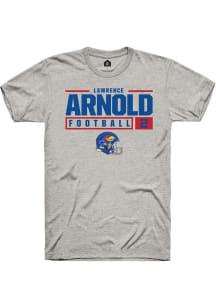 Lawrence Arnold  Kansas Jayhawks Ash Rally NIL Stacked Box Short Sleeve T Shirt
