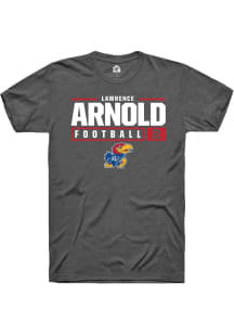 Lawrence Arnold  Kansas Jayhawks Dark Grey Rally NIL Stacked Box Short Sleeve T Shirt