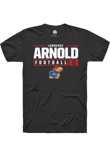 Lawrence Arnold  Kansas Jayhawks Black Rally NIL Stacked Box Short Sleeve T Shirt