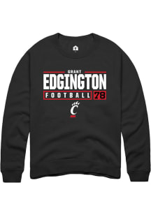 Grant Edgington  Rally Cincinnati Bearcats Mens Black NIL Stacked Box Long Sleeve Crew Sweatshirt