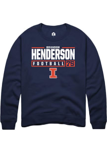 Brandon Henderson  Rally Illinois Fighting Illini Mens Navy Blue NIL Stacked Box Long Sleeve Crew..