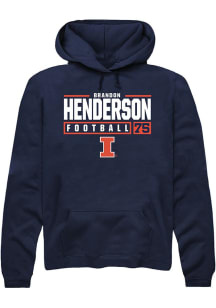 Brandon Henderson  Rally Illinois Fighting Illini Mens Navy Blue NIL Stacked Box Long Sleeve Hoodi..