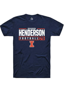 Brandon Henderson  Illinois Fighting Illini Navy Blue Rally NIL Stacked Box Short Sleeve T Shirt