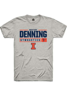 Destiny Denning  Illinois Fighting Illini Ash Rally NIL Stacked Box Short Sleeve T Shirt