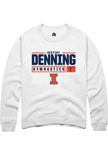 Destiny Denning  Rally Illinois Fighting Illini Mens White NIL Stacked Box Long Sleeve Crew Sweats..