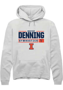 Destiny Denning  Rally Illinois Fighting Illini Mens White NIL Stacked Box Long Sleeve Hoodie