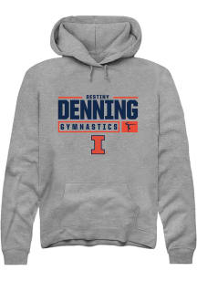 Destiny Denning  Rally Illinois Fighting Illini Mens Graphite NIL Stacked Box Long Sleeve Hoodie
