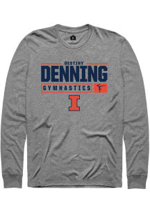 Destiny Denning  Illinois Fighting Illini Graphite Rally NIL Stacked Box Long Sleeve T Shirt