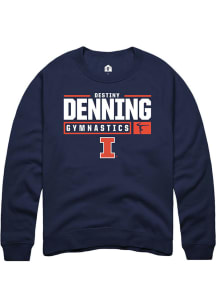 Destiny Denning  Rally Illinois Fighting Illini Mens Navy Blue NIL Stacked Box Long Sleeve Crew Sw..