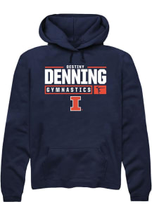 Destiny Denning  Rally Illinois Fighting Illini Mens Navy Blue NIL Stacked Box Long Sleeve Hoodie