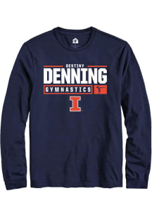 Destiny Denning  Illinois Fighting Illini Navy Blue Rally NIL Stacked Box Long Sleeve T Shirt