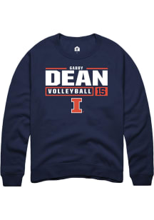 Gabby Dean  Rally Illinois Fighting Illini Mens Navy Blue NIL Stacked Box Long Sleeve Crew Sweatsh..