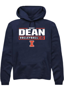 Gabby Dean  Rally Illinois Fighting Illini Mens Navy Blue NIL Stacked Box Long Sleeve Hoodie