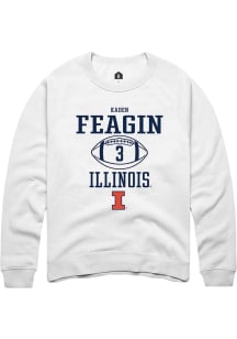 Kaden Feagin  Rally Illinois Fighting Illini Mens White NIL Sport Icon Long Sleeve Crew Sweatshirt