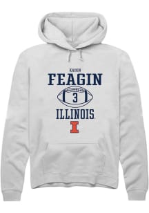 Kaden Feagin  Rally Illinois Fighting Illini Mens White NIL Sport Icon Long Sleeve Hoodie