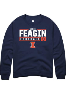 Kaden Feagin  Rally Illinois Fighting Illini Mens Navy Blue NIL Stacked Box Long Sleeve Crew Sweat..