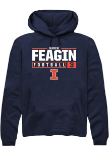 Kaden Feagin  Rally Illinois Fighting Illini Mens Navy Blue NIL Stacked Box Long Sleeve Hoodie