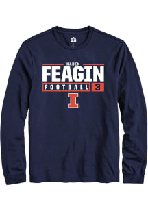 Kaden Feagin  Illinois Fighting Illini Navy Blue Rally NIL Stacked Box Long Sleeve T Shirt