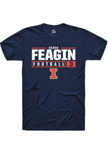 Kaden Feagin  Illinois Fighting Illini Navy Blue Rally NIL Stacked Box Short Sleeve T Shirt