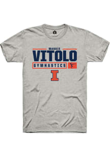 Madison Vitolo  Illinois Fighting Illini Ash Rally NIL Stacked Box Short Sleeve T Shirt