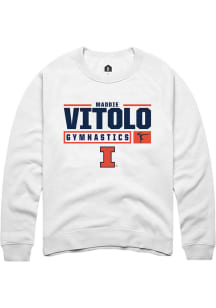 Madison Vitolo  Rally Illinois Fighting Illini Mens White NIL Stacked Box Long Sleeve Crew Sweatsh..