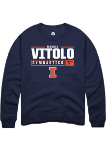 Madison Vitolo  Rally Illinois Fighting Illini Mens Navy Blue NIL Stacked Box Long Sleeve Crew Swe..