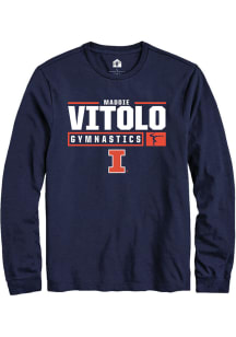Madison Vitolo  Illinois Fighting Illini Navy Blue Rally NIL Stacked Box Long Sleeve T Shirt