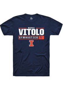 Madison Vitolo  Illinois Fighting Illini Navy Blue Rally NIL Stacked Box Short Sleeve T Shirt