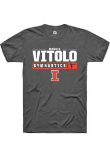 Madison Vitolo  Illinois Fighting Illini Dark Grey Rally NIL Stacked Box Short Sleeve T Shirt