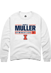 Mareli Muller  Rally Illinois Fighting Illini Mens White NIL Stacked Box Long Sleeve Crew Sweatshi..