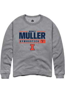 Mareli Muller  Rally Illinois Fighting Illini Mens Graphite NIL Stacked Box Long Sleeve Crew Sweat..