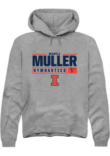 Mareli Muller  Rally Illinois Fighting Illini Mens Graphite NIL Stacked Box Long Sleeve Hoodie