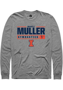 Mareli Muller  Illinois Fighting Illini Graphite Rally NIL Stacked Box Long Sleeve T Shirt