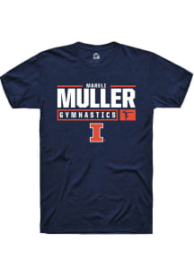 Mareli Muller  Illinois Fighting Illini Navy Blue Rally NIL Stacked Box Short Sleeve T Shirt