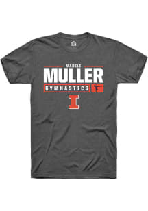 Mareli Muller  Illinois Fighting Illini Dark Grey Rally NIL Stacked Box Short Sleeve T Shirt