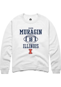 Mason Muragin  Rally Illinois Fighting Illini Mens White NIL Sport Icon Long Sleeve Crew Sweatshir..