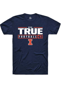 Nick True  Illinois Fighting Illini Navy Blue Rally NIL Stacked Box Short Sleeve T Shirt