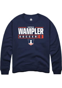 Sophia Wampler  Rally Illinois Fighting Illini Mens Navy Blue NIL Stacked Box Long Sleeve Crew Swe..