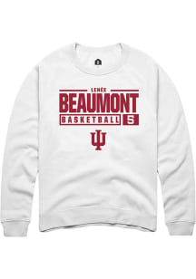 Lenée Beaumont  Rally Indiana Hoosiers Mens White NIL Stacked Box Long Sleeve Crew Sweatshirt
