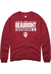 Lenée Beaumont  Rally Indiana Hoosiers Mens Red NIL Stacked Box Long Sleeve Crew Sweatshirt