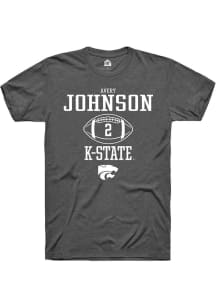 Avery Johnson  K-State Wildcats Dark Grey Rally NIL Sport Icon Short Sleeve T Shirt