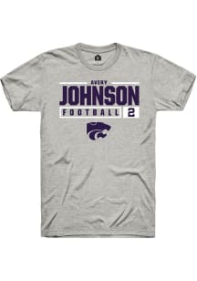 Avery Johnson  K-State Wildcats Ash Rally NIL Stacked Box Short Sleeve T Shirt