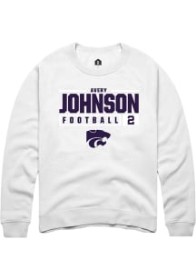 Avery Johnson  Rally K-State Wildcats Mens White NIL Stacked Box Long Sleeve Crew Sweatshirt
