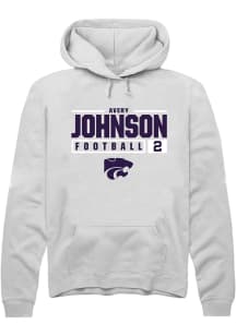 Avery Johnson  Rally K-State Wildcats Mens White NIL Stacked Box Long Sleeve Hoodie