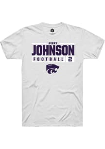 Avery Johnson  K-State Wildcats White Rally NIL Stacked Box Short Sleeve T Shirt