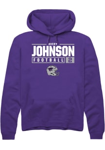 Avery Johnson  Rally K-State Wildcats Mens Purple NIL Stacked Box Long Sleeve Hoodie