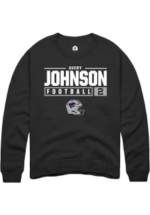 Avery Johnson  Rally K-State Wildcats Mens Black NIL Stacked Box Long Sleeve Crew Sweatshirt