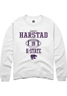 Garrett Harstad  Rally K-State Wildcats Mens White NIL Sport Icon Long Sleeve Crew Sweatshirt